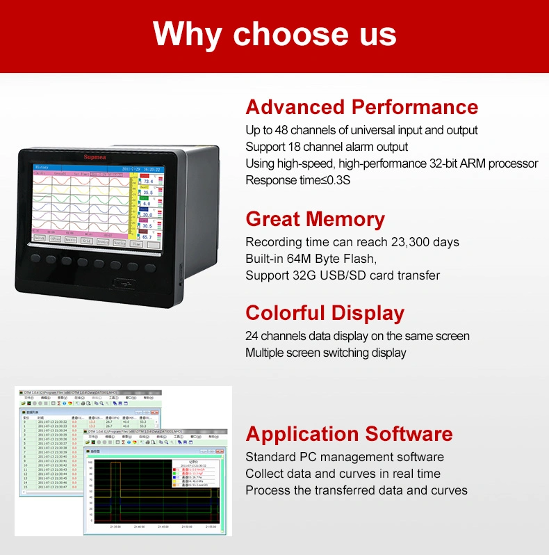 Pressure Chart Recorder Pressure and Temperature Chart Recorder 16 Channel Universal Input Paperless Recorder